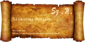 Szikszay Mátyás névjegykártya