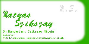matyas szikszay business card
