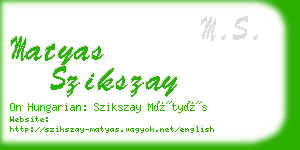 matyas szikszay business card